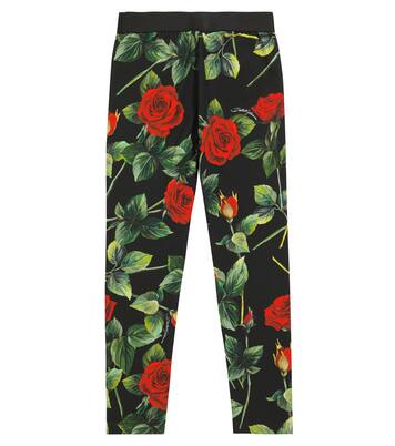 Floral stretch-cotton leggings | Dolce&Gabbana Kids