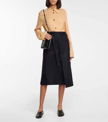 Falda midi de lana con cinturón | Jil Sander