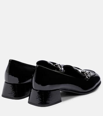 Mocassins en cuir verni à logo | Miu Miu