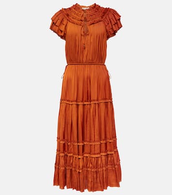 Isadora pleated satin midi dress | Ulla Johnson