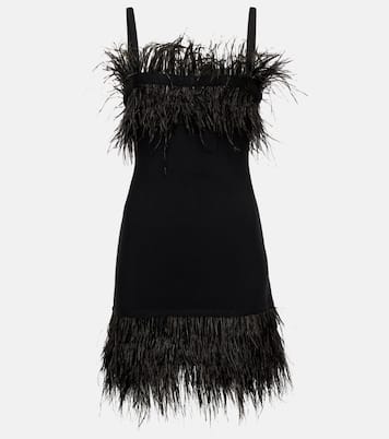 Etta feather-trimmed knit minidress | Staud