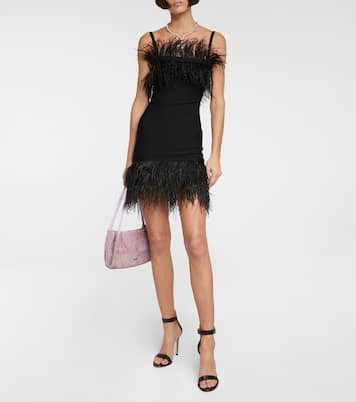 Etta feather-trimmed knit minidress | Staud