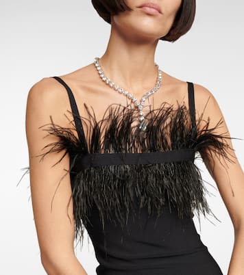 Etta feather-trimmed knit minidress | Staud