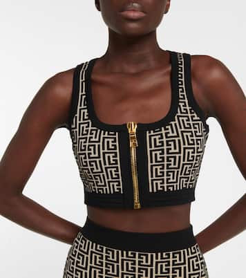 Monogram wool-blend crop top | Balmain