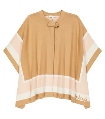 Mantella in cotone e lana con logo | Chloé Kids