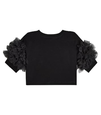 Camiseta en jersey de algodón con tul | Monnalisa