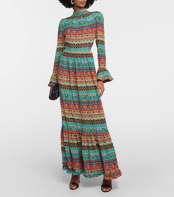 Vestido largo Visconti de seda estampado | La DoubleJ