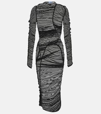 Vestido midi de malla fruncida | Mugler