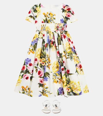 Bedrucktes Kleid aus Baumwollpopeline | Dolce&Gabbana Kids
