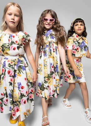 Bedrucktes Kleid aus Baumwollpopeline | Dolce&Gabbana Kids