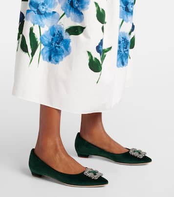 Hangisi embellished velvet ballet flats | Manolo Blahnik