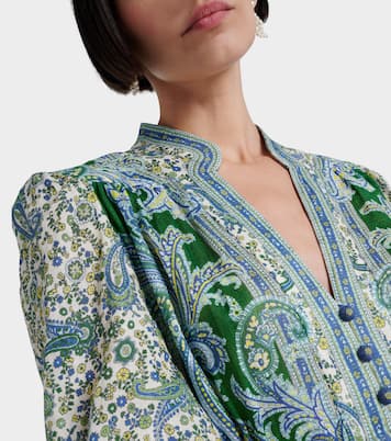 Abito midi Ottie Plunge in lino con stampa | Zimmermann
