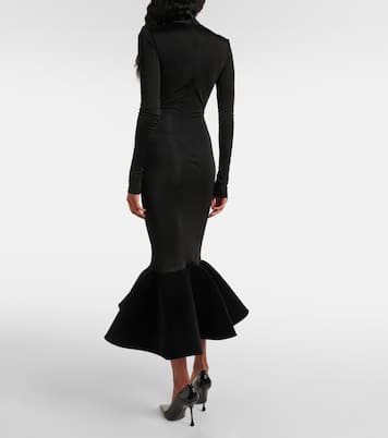 Flounced jersey midi dress | David Koma