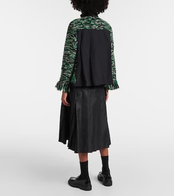 Giacca in tweed di misto lana con frange | Sacai