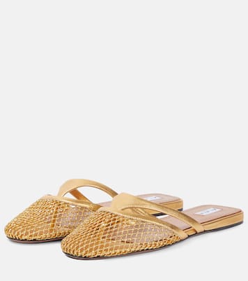 Infradito leather and fishnet mules | Alaïa