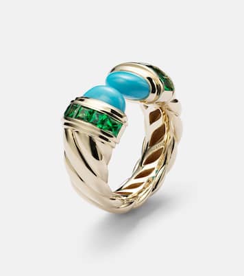 Anello Sculpted Cable in oro 18kt con turchese | David Yurman