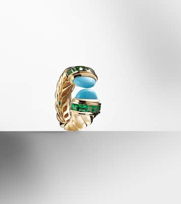 Anello Sculpted Cable in oro 18kt con turchese | David Yurman