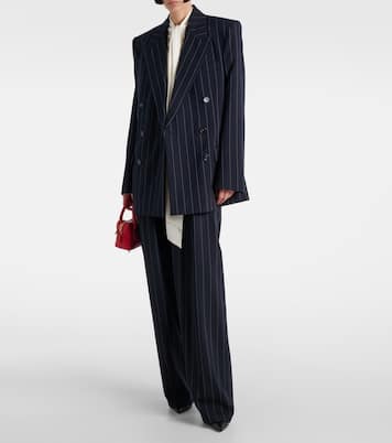 Pantalones tapered de lana con raya diplomática | Stella McCartney