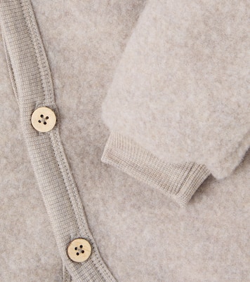 Baby Kari wool fleece cardigan | Wheat