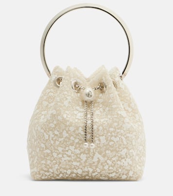 Bon Bon Small embellished lace bucket bag | Jimmy Choo