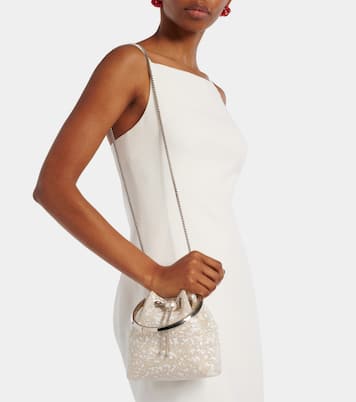 Bon Bon Small embellished lace bucket bag | Jimmy Choo