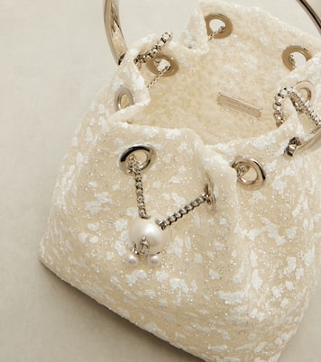 Bon Bon Small embellished lace bucket bag | Jimmy Choo