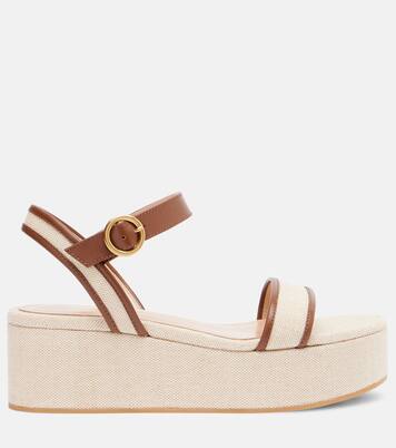 Sandalen aus Canvas mit Leder | Gianvito Rossi