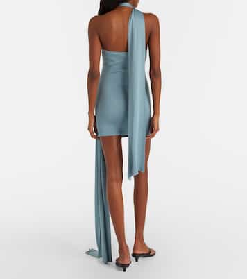 Scarf-detail silk-blend jersey minidress | Aya Muse