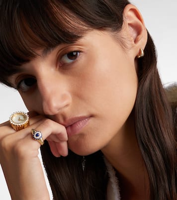 Berlingot Nano 9kt gold hoop earrings with diamonds | Yvonne Léon