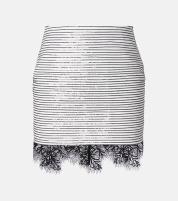 레이스 트리밍 시퀸 코튼 미니스커트 | Jacques Wei