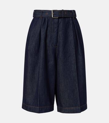 Pleated denim shorts | Dries Van Noten