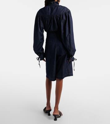 Pleated denim shorts | Dries Van Noten