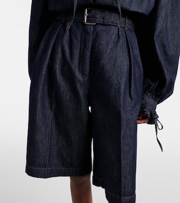 Pleated denim shorts | Dries Van Noten