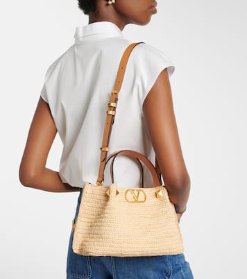 VLogo Small raffia tote bag | Valentino Garavani