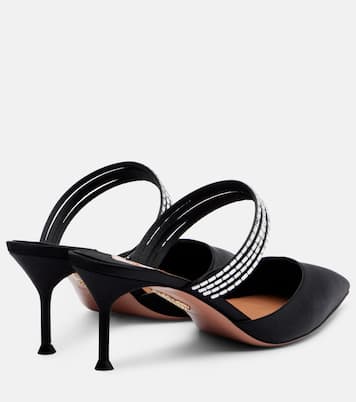 Luce 65 embellished satin mules | Aquazzura