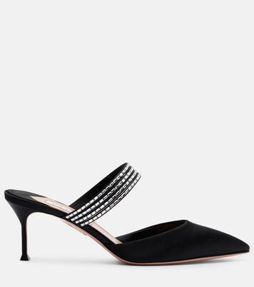 Luce 65 embellished satin mules | Aquazzura