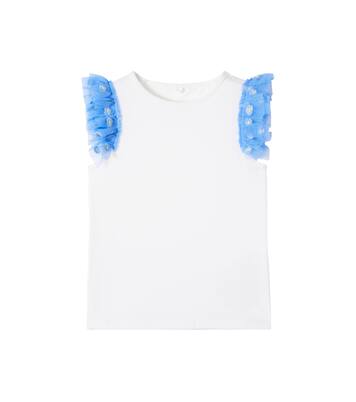 Tulle-trimmed cotton jersey top | Stella McCartney Kids