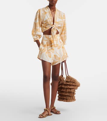 Shorts a gamba larga con stampa foliage | Adriana Degreas