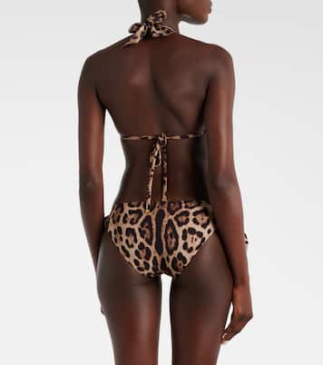 Leopard-print halterneck bikini top | Dolce&Gabbana