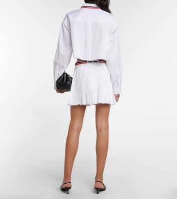 Mini-jupe plissée en coton mélangé | Miu Miu