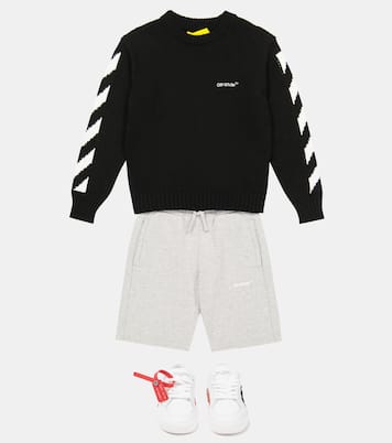 Pullover in cotone con logo a intarsio | Off-White Kids