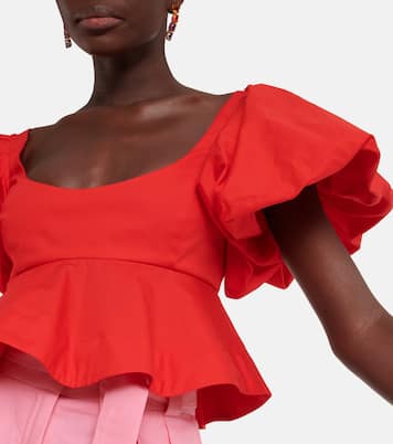 Peplum cotton crop top | Oscar de la Renta