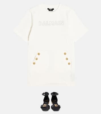 Button-embellished cotton jersey dress | Balmain Kids