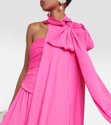Draped chiffon cape gown | Safiyaa