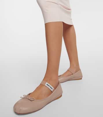 Ballerine in pelle con logo | Miu Miu