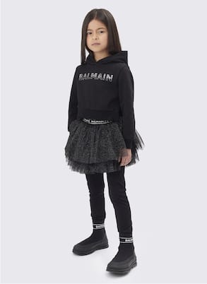 Tulle and jersey leggings | Balmain Kids
