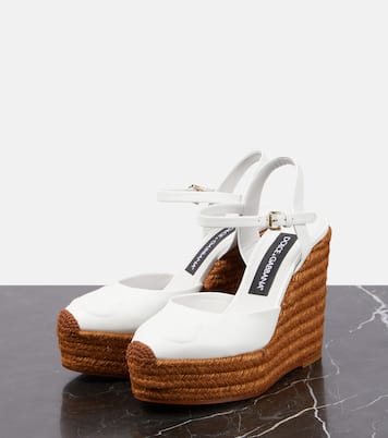 Espadrilles compensées en cuir à logo | Dolce&Gabbana