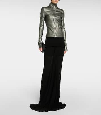 Metallic leather and cotton jacket  | Rick Owens