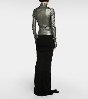Metallic leather and cotton jacket  | Rick Owens