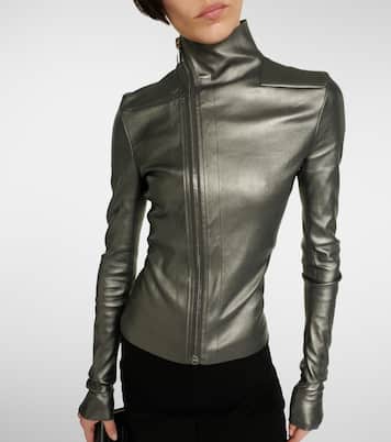 Metallic leather and cotton jacket  | Rick Owens